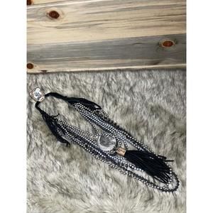 NEW ART BY AMY LABBE indian beads necklace in black and silver